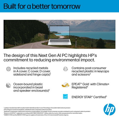 HP OmniBook 7 Aero 13-bg1003na Copilot+ PC AMD Ryzen AI 5 340 Laptop 33.8 cm (13.3") 2K 16 GB LPDDR5x-SDRAM 1 TB SSD Wi-Fi 6 (802.11ax) Windows 11 Home Silver