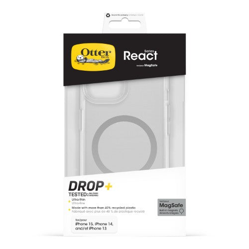 OtterBox React for MagSafe Series for Apple iPhone 16e/15/14/13, transparent