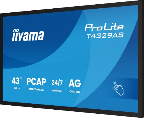 iiyama T4329AS-B1AG computer monitor 108 cm (42.5") 3840 x 2160 pixels 4K Ultra HD LED Touchscreen Black