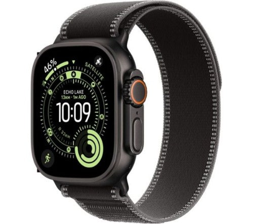 Apple Watch Ultra 3 GPS + Cellular 49mm Black Titanium Case with Black/Charcoal Trail Loop - S/M