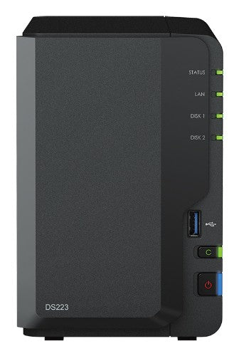 Synology DiskStation DS223 NAS Mini Tower Realtek RTD1619B 2 GB DDR4 24 TB HDD DiskStation Manager Black