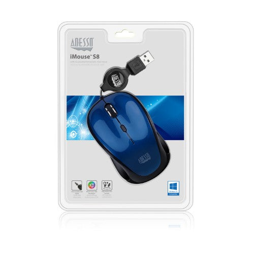 Adesso iMouse S8L - USB Illuminated Retractable Mini Mouse