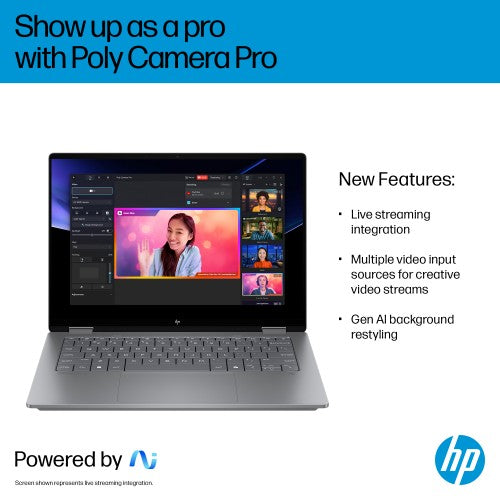 HP OmniBook X FlipNGAI 14-fm0006na Copilot+ PC Intel Core Ultra 5 226V Hybrid (2-in-1) 35.6 cm (14") Touchscreen 2K 16 GB LPDDR5x-SDRAM 512 GB SSD Wi-Fi 7 (802.11be) Windows 11 Home Silver