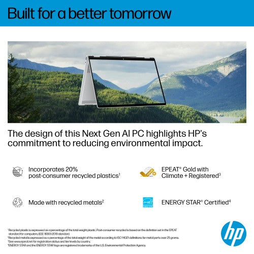 HP OmniBook X FlipNGAI 14-fm0009na Copilot+ PC Intel Core Ultra 7 258V Hybrid (2-in-1) 35.6 cm (14") Touchscreen 2K 32 GB LPDDR5x-SDRAM 1 TB SSD Wi-Fi 7 (802.11be) Windows 11 Home Silver