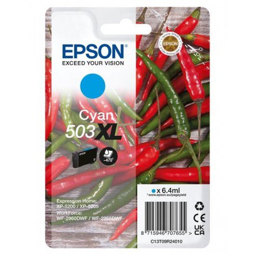 Epson C13T09R24010/503XL Ink cartridge cyan high-capacity, 470 pages 6,4ml for Epson XP-5200