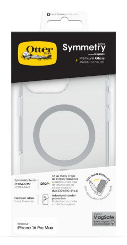 OtterBox Symmetry Series Clear for MagSafe + Premium Glass for Apple iPhone 16 Pro Max, Transparent