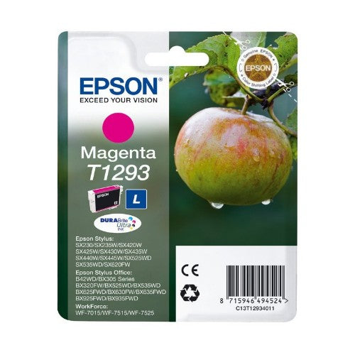 Epson C13T12934010/T1293 Ink cartridge magenta, 330 pages ISO/IEC 24711 7ml for Epson Stylus BX 320/SX 235 W/SX 420/SX 525/WF 3500