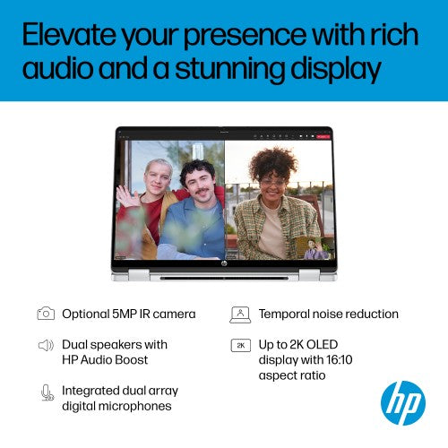 HP OmniBook 5 Flip 14-fp0012na Intel® Core™ i7 i7-1355U Hybrid (2-in-1) 35.6 cm (14") Touchscreen 2K 16 GB LPDDR5-SDRAM 512 GB SSD Wi-Fi 6 (802.11ax) Windows 11 Home Silver