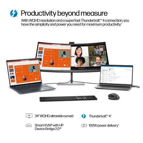 HP Series 7 Pro 34 inch WQHD Conferencing Monitor - 734pm PVC Free