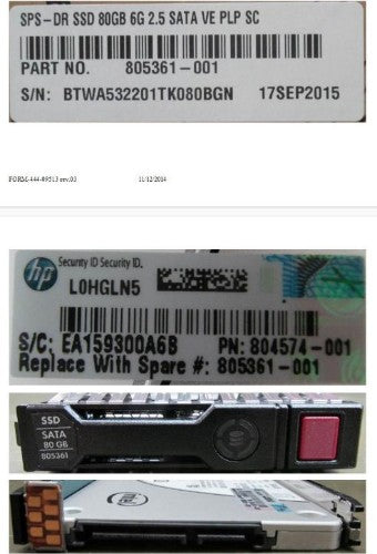 HPE 805361-001 internal solid state drive 80 GB 2.5" Serial ATA III