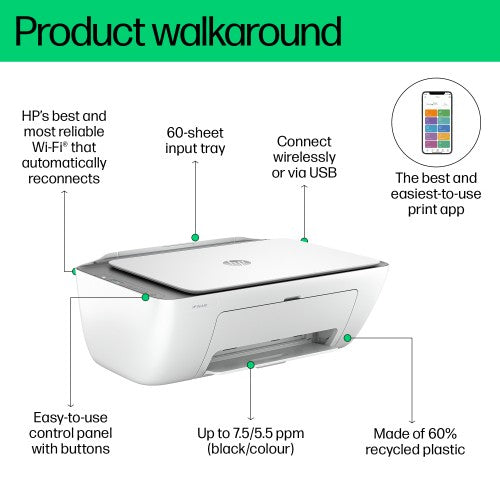 HP DeskJet 2820e Wireless All-in-One Color Printer, Copier, Scanner