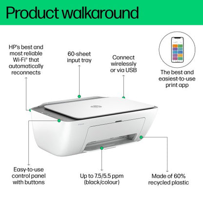 HP DeskJet 2820e Wireless All-in-One Color Printer, Copier, Scanner