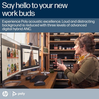 HP Poly Poly Voyager Free 60+ UC Carbon Black Earbuds +BT700 USB-C Adapter +Touchscreen Charge Case