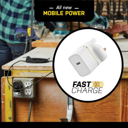OtterBox UK Wall Charger 30W GaN - 1X USB-C 30W USB-PD, Cloud Dust White