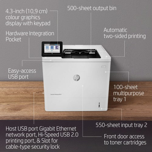 HP LaserJet Enterprise M611dn Black and white Printer, Ethernet Only; Duplex