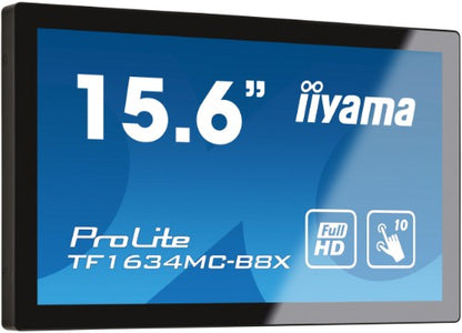 iiyama ProLite TF1634MC-B8X computer monitor 39.6 cm (15.6") 1920 x 1080 pixels Full HD LED Touchscreen Multi-user Black