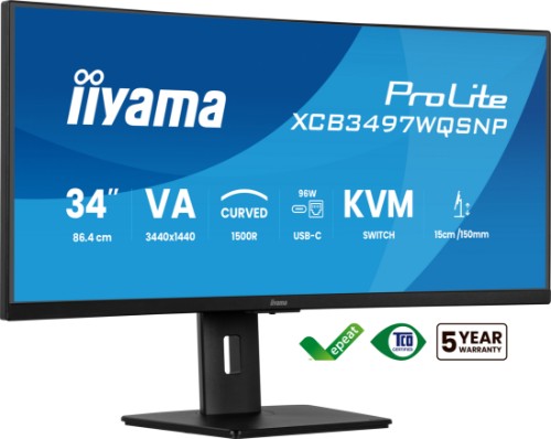 iiyama ProLite XCB3497WQSNP-B1 computer monitor 86.4 cm (34") 3440 x 1440 pixels UltraWide Quad HD LED Black