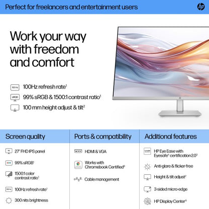 HP Series 5 27 inch FHD Height Adjust Monitor - 527sh