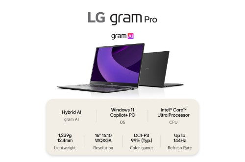 LG Gram Pro 16Z90TS-G 16" Hybrid AI Copilot+ Laptop - Intel® Core™ Ultra 7 256V, 1TB SSD, 16 GB RAM - Metal Grey - [2025]