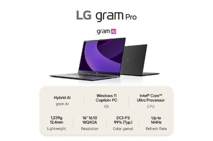 LG Gram Pro 16Z90TS-G 16" Hybrid AI Copilot+ Laptop - Intel® Core™ Ultra 7 256V, 1TB SSD, 16 GB RAM - Metal Grey - [2025]