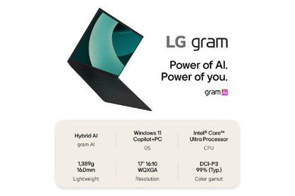 LG Gram 17Z90TL-G 17" Hybrid AI Copilot+ Laptop - Intel® Core™ Ultra 7 258V, 1TB SSD, 32 GB RAM - Black - [2025]