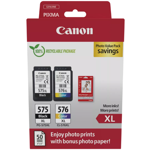 Canon 5437C006/PG-575XL+CL-576XL Printhead cartridge multi pack black + color high-capacity PVP Pack=2 for Canon Pixma TS 3550 i