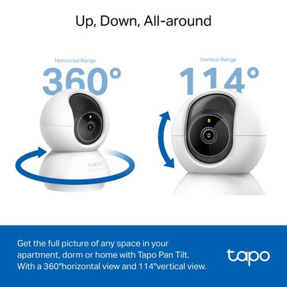 TP-Link Tapo Pan/Tilt AI Home Security Wi-Fi Camera SPEC: 3K 5MP (2880×1620), 2.4 GHz, Horizontal 360º