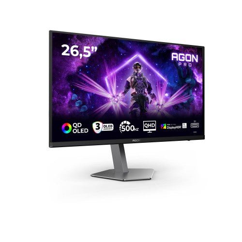 AOC AGON PRO AG276QKD2 computer monitor 67.3 cm (26.5") 2560 x 1440 pixels Quad HD QD-OLED Black, Grey