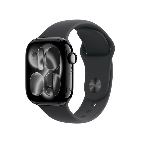 Apple Watch Series 11 GPS + Cellular 42mm Jet Black Aluminium Case with Black Sport Band - M/L