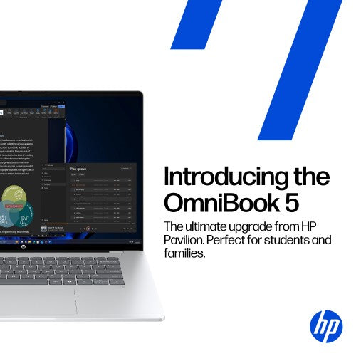 HP OmniBook 5 Laptop Next Gen AI 14-he0002na Copilot+ PC Qualcomm Snapdragon X1P-42-100 35.6 cm (14") 2K 32 GB LPDDR5x-SDRAM Wi-Fi 6E (802.11ax) Windows 11 Home Silver