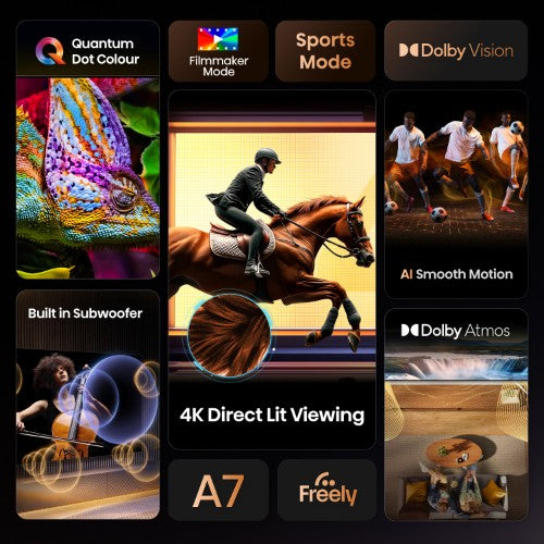 Hisense 55" A7QTUK QLED Smart AI TV with Freely