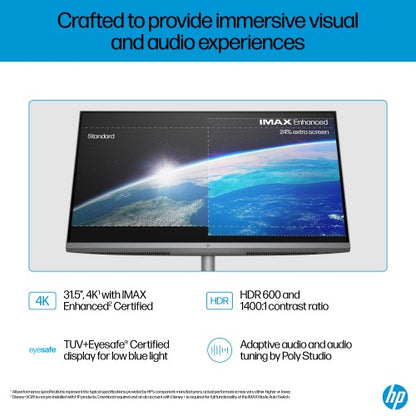 HP OmniStudio X 32-c0001na Intel Core Ultra 7 155H 80 cm (31.5") 3840 x 2160 pixels All-in-One PC 32 GB DDR5-SDRAM 2 TB SSD Windows 11 Home Wi-Fi 7 (802.11be) AI PC Silver