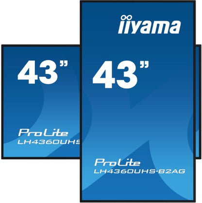 iiyama LH4360UHS-B2AG Signage Display Digital A-board 108 cm (42.5") LED Wi-Fi 500 cd/m² 4K Ultra HD Black Built-in processor Android 11 24/7