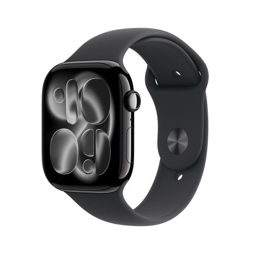 Apple Watch Series 11 GPS 46mm Jet Black Aluminium Case with Black Sport Band - S/M