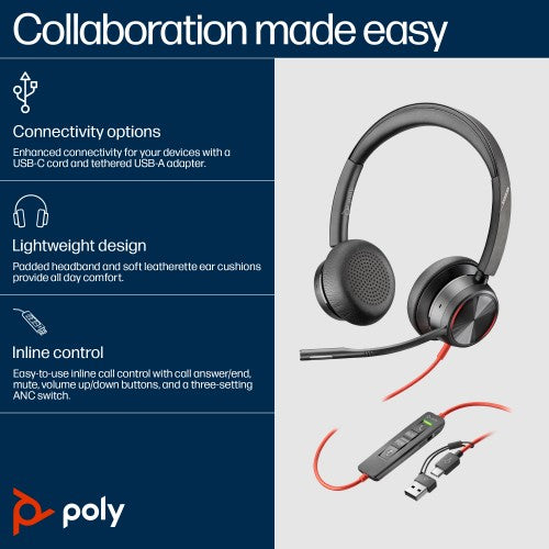 HP Poly Poly Blackwire 8225 USB-C Headset