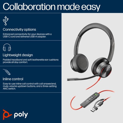 HP Poly Poly Blackwire 8225 USB-C Headset