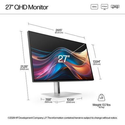 HP Series 7 Pro 27 inch QHD Monitor - 727pq PVC Free