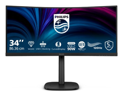 Philips 3000 series 34B2U3600C/00 computer monitor 86.4 cm (34") 3440 x 1440 pixels Wide Quad HD LCD Black