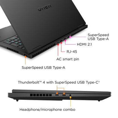 HP OMEN 16-wf1002na Intel® Core™ i7 i7-14700HX Laptop 40.9 cm (16.1") Full HD 16 GB DDR5-SDRAM 1 TB SSD NVIDIA GeForce RTX 4060 Wi-Fi 6E (802.11ax) Windows 11 Home Black