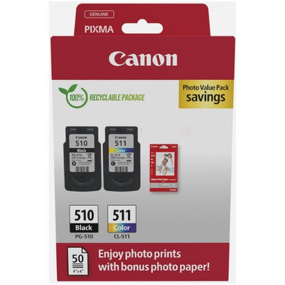 Canon 2970B017/PG-510+CL-511 Printhead cartridge multi pack black + color PVP, 2x220 pages ISO/IEC 24711 9ml Pack=2 for Canon Pixma MP 240