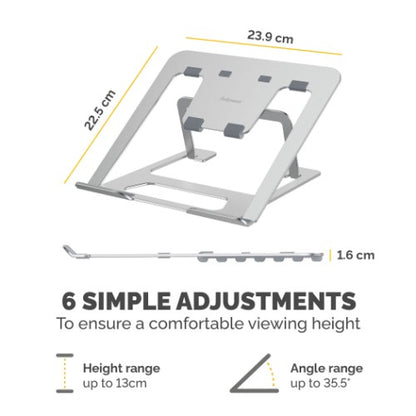 Fellowes Alumia Laptop Riser Portable Laptop Stand Max Size 15 inch Max Weight 5kg Silver