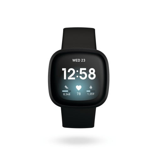 Fitbit Versa 3 AMOLED 40 mm Digital Touchscreen Black Wi-Fi GPS (satellite)