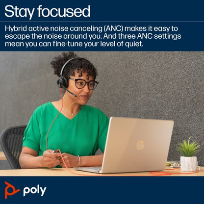 HP Poly Blackwire 8225 Stereo USB-C Headset +USB-C/A Adapter