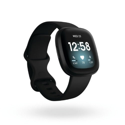 Fitbit Versa 3 AMOLED 40 mm Digital Touchscreen Black Wi-Fi GPS (satellite)
