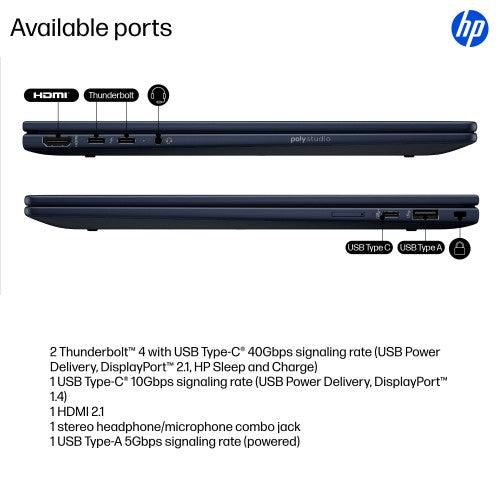 HP EliteBook X Flip G1i Next Gen AI PC Wolf Pro Security Edition Copilot+ PC Intel Core Ultra 7 258V Hybrid (2-in-1) 35.6 cm (14") Touchscreen WUXGA 32 GB LPDDR5x-SDRAM 1 TB SSD Wi-Fi 7 (802.11be) Windows 11 Pro Blue