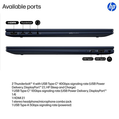 HP EliteBook X Flip G1i Next Gen AI PC Wolf Pro Security Edition Copilot+ PC Intel Core Ultra 7 258V Hybrid (2-in-1) 35.6 cm (14") Touchscreen WUXGA 32 GB LPDDR5x-SDRAM 1 TB SSD Wi-Fi 7 (802.11be) Windows 11 Pro Blue