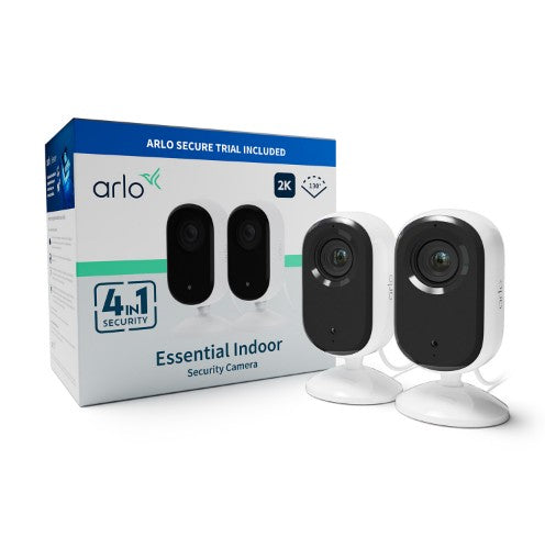 Arlo Essential 2K Indoor Security Camera, 2-pack