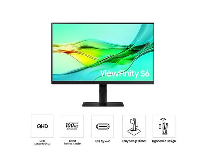 Samsung LS24D600UAU computer monitor 61 cm (24") 2560 x 1440 pixels Quad HD LCD Black
