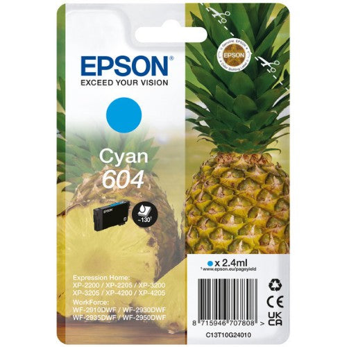 Epson C13T10G24010/604 Ink cartridge cyan, 130 pages 2,4ml for Epson XP-2200