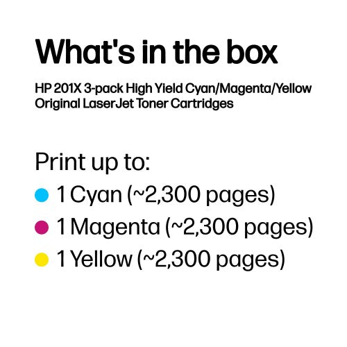 HP CF253XM/201X Toner cartridge MultiPack C,M,Y, 3x2.3K pages ISO/IEC 19752 Pack=3 for HP Pro M 252